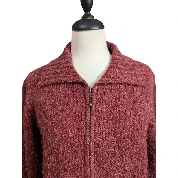 Croft & Barrow Women's Large Heather Mauve Full Zip Collared Knit Sweater - Picture 3 of 9